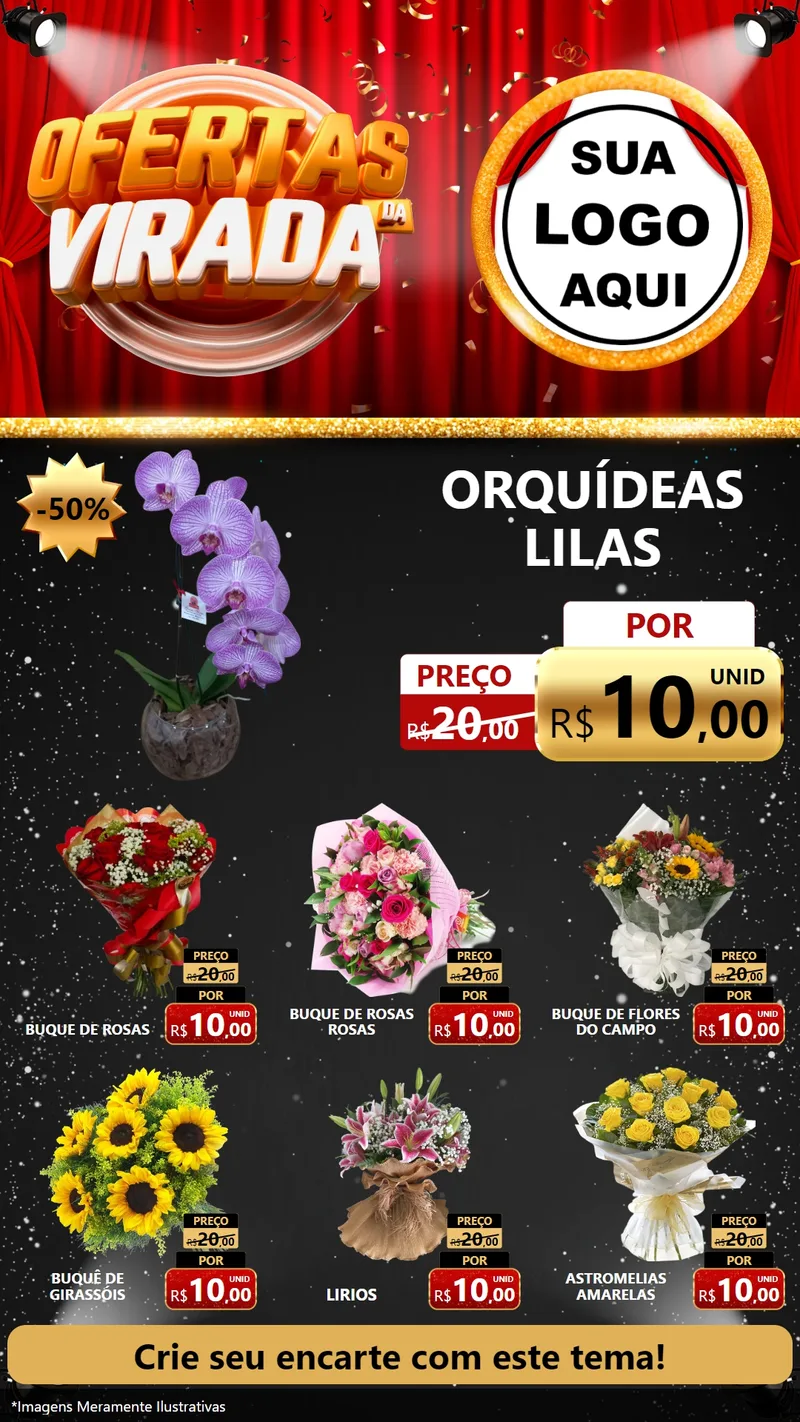 Modelo de Rede Social para Stories com o tema Ofertas da Virada para Floricultura e jardim