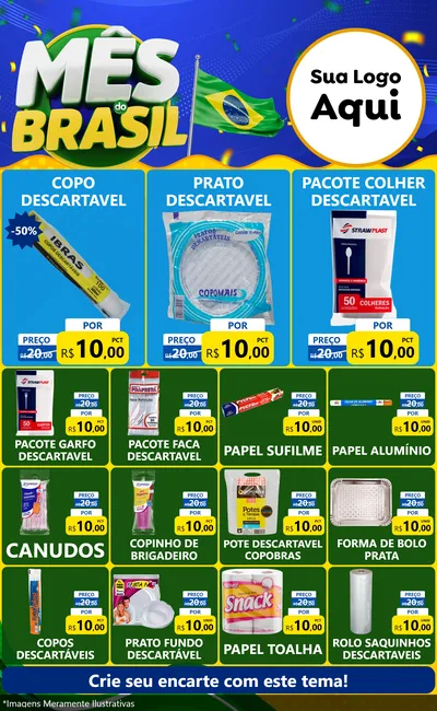 Modelo de Encarte para Encarte Grande com o tema Mês do Brasil para Embalagens