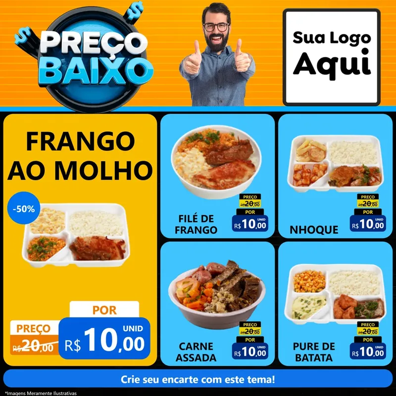 Modelo de Rede Social para Feed Facebook com o tema Preço Baixo para Restaurante