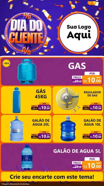Modelo de TV para TV Vertical com o tema Dia do Cliente para Água e gás