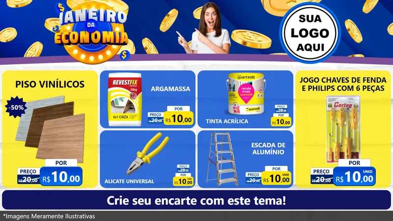 Modelo de TV para TV Horizontal com o tema Janeiro da Economia para Material para Construção