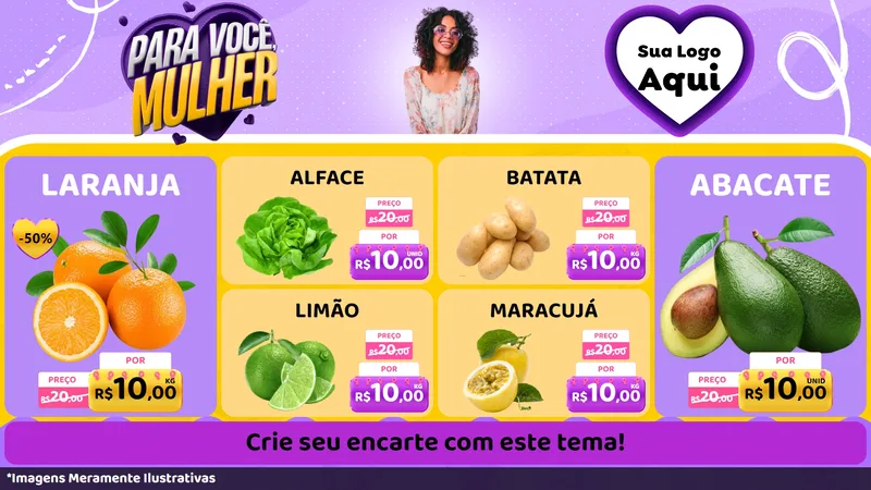 Modelo de TV para TV Horizontal com o tema Para Você, Mulher para Hortifrúti