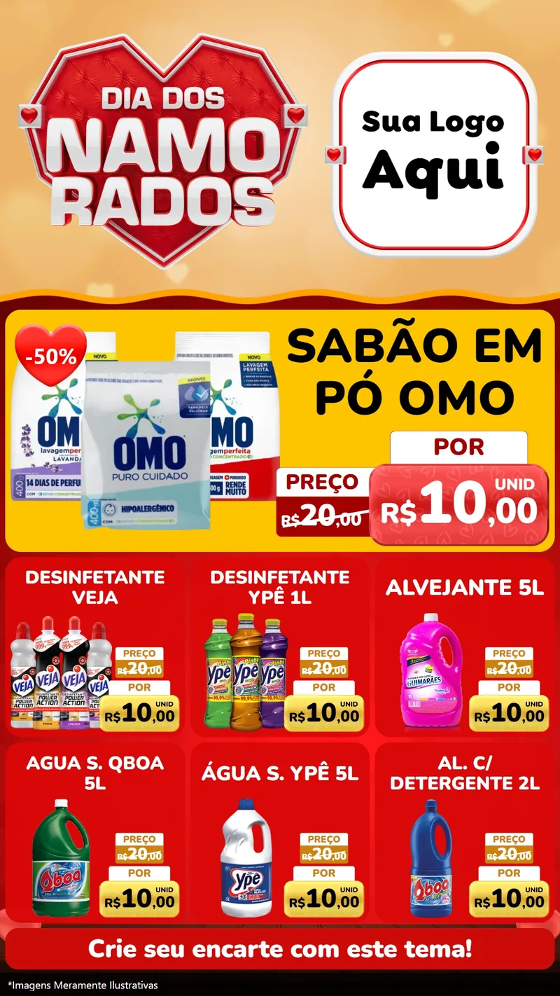 Modelo de Rede Social para Stories com o tema Dia dos Namorados para Produtos de Limpeza