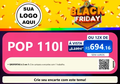 Modelo de Cartaz para Cartaz A4 Horizontal com o tema Black Friday para Concessionaria de Motos