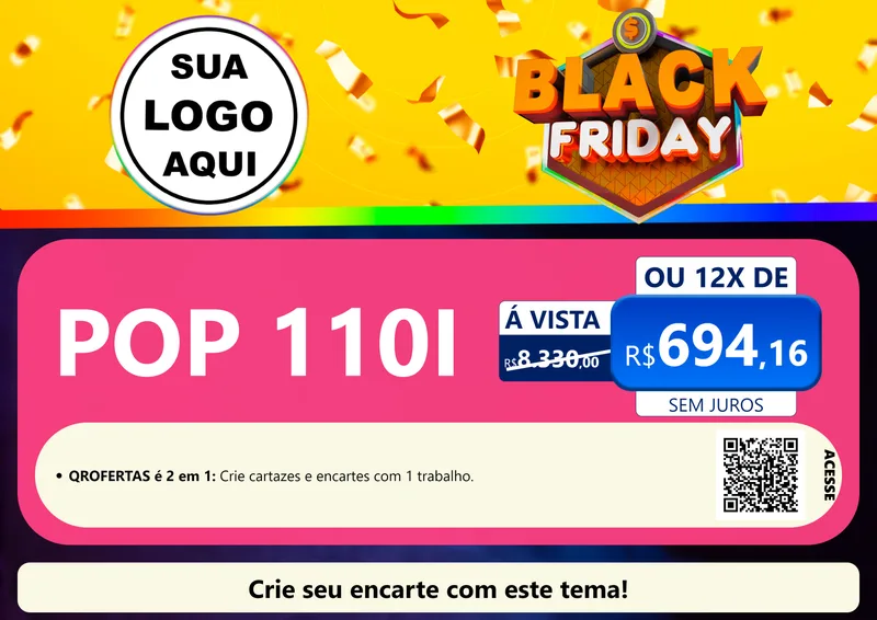 Modelo de Cartaz para Cartaz A4 Horizontal com o tema Black Friday para Concessionaria de Motos