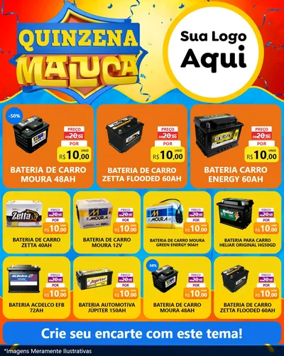 Modelo de Rede Social para Feed Instagram com o tema Quinzena Maluca para Baterias Elétricas
