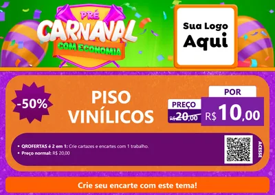 Modelo de Cartaz para Cartaz A4 Horizontal com o tema Pré-Carnaval Com Economia para Material para Construção