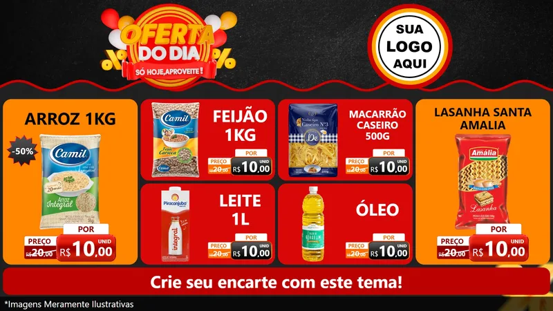 Modelo de TV para TV Horizontal com o tema Oferta do Dia - Só hoje, Aproveite! para Supermercado