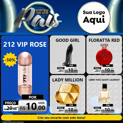 Modelo de Rede Social para Feed Facebook com o tema Sorteio Dia Dos Pais para Perfumes