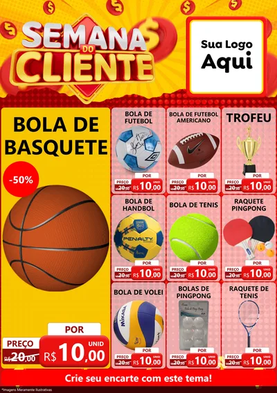 Modelo de Encarte para Encarte A4 Vertical com o tema Semana do Cliente para Artigos Esportivos