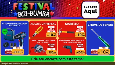 Modelo de TV para TV Horizontal com o tema Festival Boi-Bumbá para Maquinas e Ferramentas
