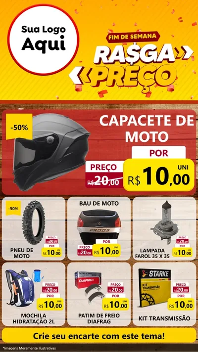 Modelo de Rede Social para Stories com o tema Fim de Semana Rasga Preços para Moto peças