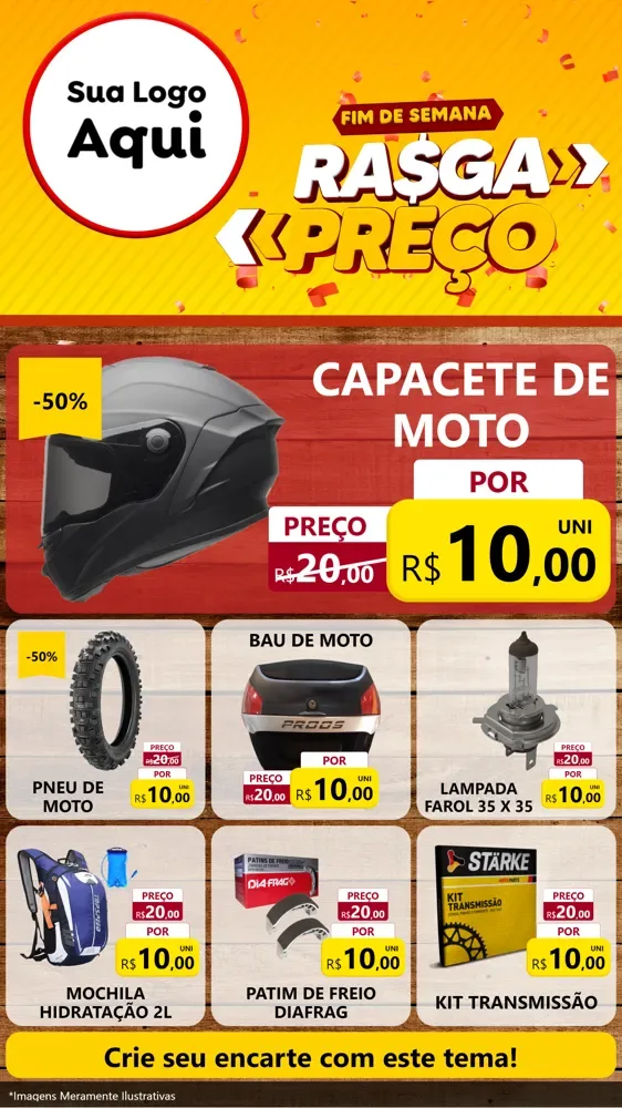 Modelo de Rede Social para Stories com o tema Fim de Semana Rasga Preços para Moto peças