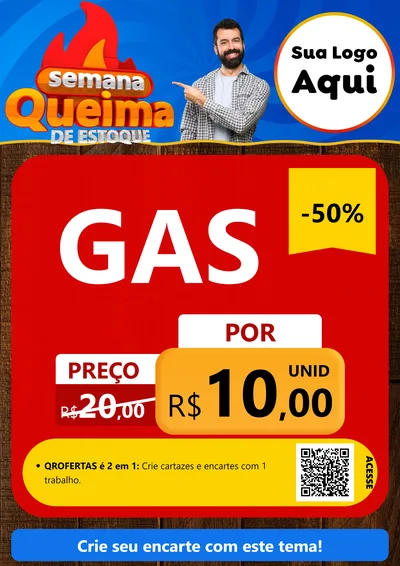 Modelo de Cartaz para Cartaz A4 Vertical com o tema Semana Queima de Estoque para Água e gás