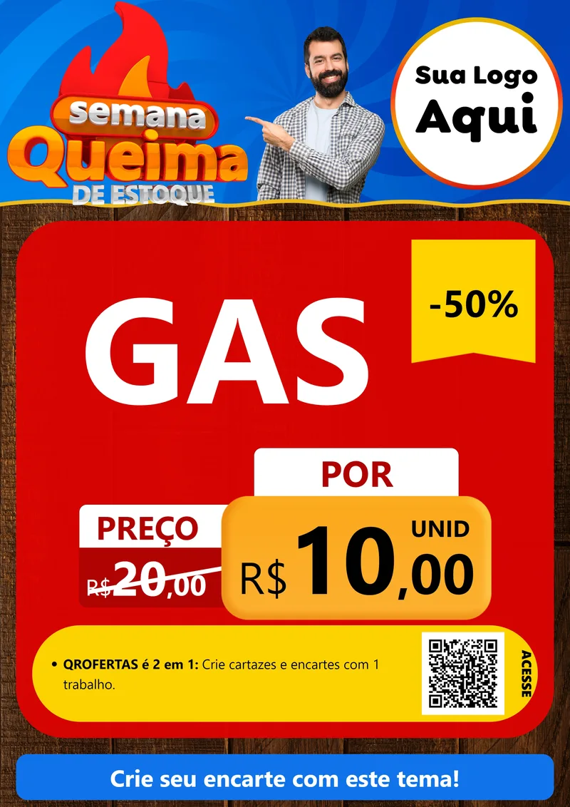 Modelo de Cartaz para Cartaz A4 Vertical com o tema Semana Queima de Estoque para Água e gás