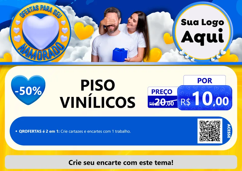 Modelo de Cartaz para Cartaz A4 Horizontal com o tema Ofertas Para Seu Namorado para Material para Construção