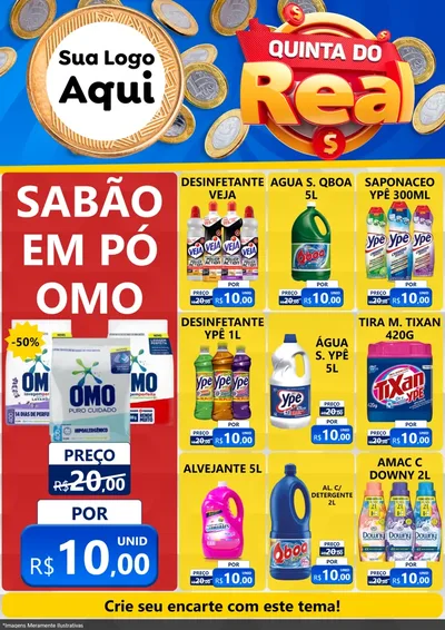 Modelo de Encarte para Encarte A4 Vertical com o tema Quinta do Real para Produtos de Limpeza