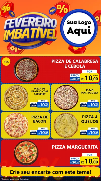 Modelo de TV para TV Vertical com o tema Fevereiro Imbatível para Pizzaria