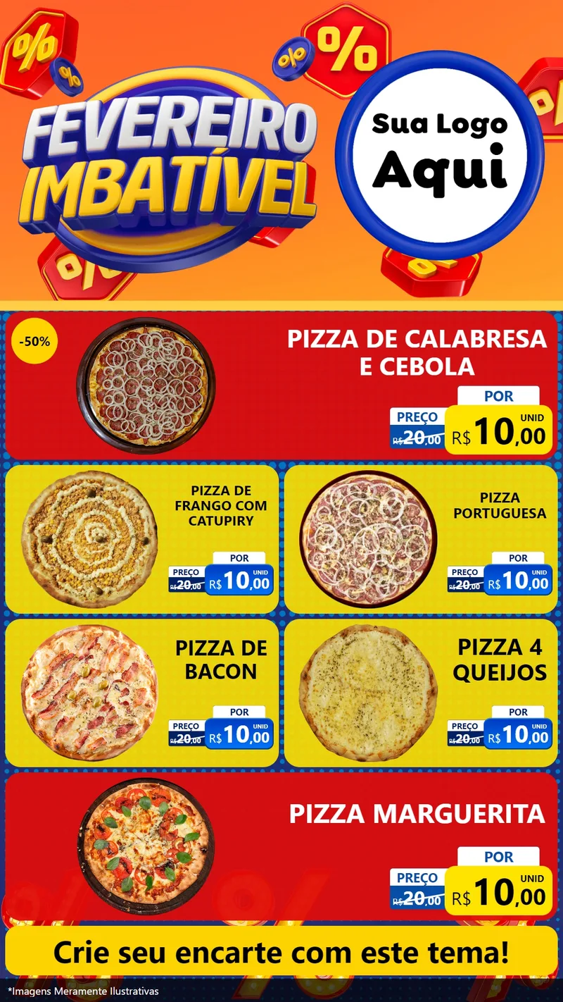 Modelo de TV para TV Vertical com o tema Fevereiro Imbatível para Pizzaria