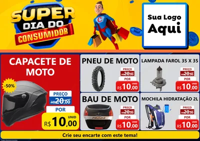 Modelo de Encarte para Encarte A4 Horizontal com o tema Super Dia do Consumidor para Moto peças