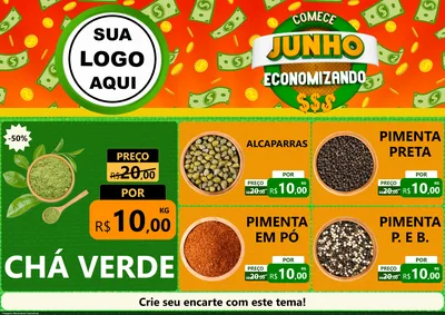 Modelo de Encarte para Encarte A4 Horizontal com o tema Comece Junho Economizando para Produtos Naturais