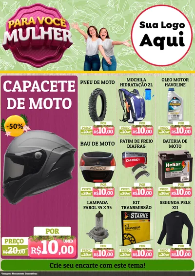 Modelo de Encarte para Encarte A4 Vertical com o tema Para Você Mulher para Moto peças