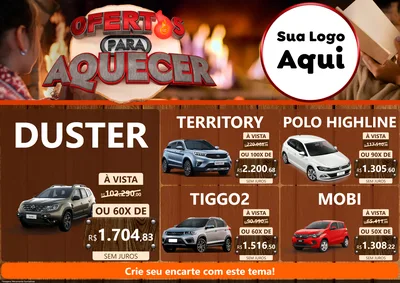Modelo de Encarte para Encarte A4 Horizontal com o tema Ofertas Para Aquecer para Concessionaria de Carros