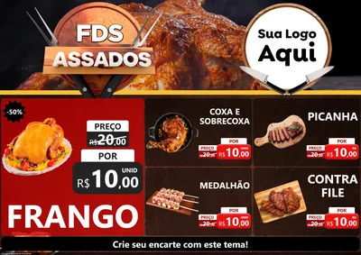 Modelo de Encarte para Encarte A4 Horizontal com o tema Fim de Semana dos Assados para Assados
