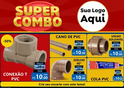 Modelo de Encarte para Encarte A4 Horizontal com o tema Super Combo para Tubos e conexões