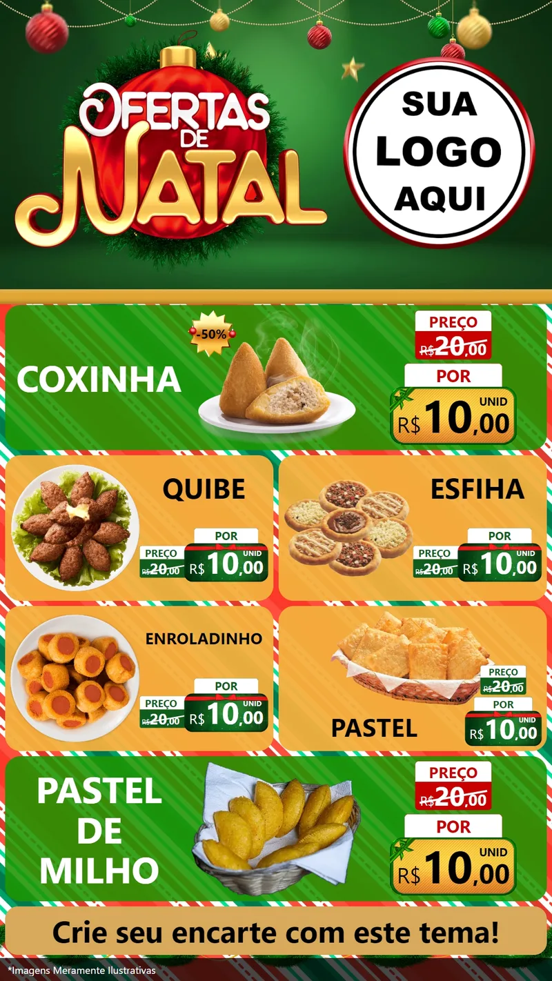 Modelo de TV para TV Vertical com o tema Ofertas de Natal para Salgadaria