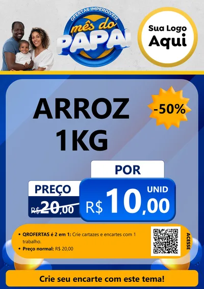 Modelo de Cartaz para Cartaz A4 Vertical com o tema Ofertas Imperdíveis Mês Do Papai para Supermercado