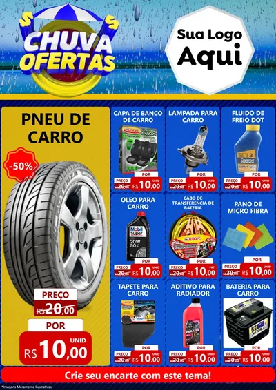 Modelo de Encarte para Encarte A4 Vertical com o tema Chuva de Ofertas para Auto peças
