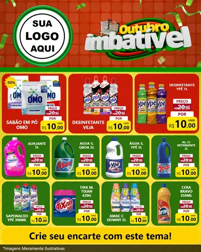 Modelo de Rede Social para Feed Instagram com o tema Outubro Imbatível para Produtos de Limpeza