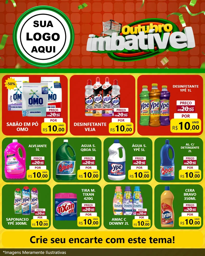 Modelo de Rede Social para Feed Instagram com o tema Outubro Imbatível para Produtos de Limpeza