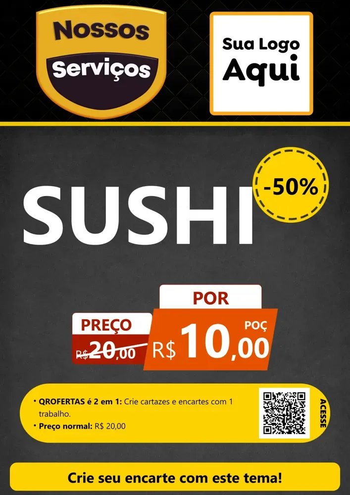 Modelo de Cartaz para Cartaz A4 Vertical com o tema Nossos Serviços para Comida japonesa