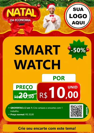 Modelo de Cartaz para Cartaz A4 Vertical com o tema Natal da Economia para Informática