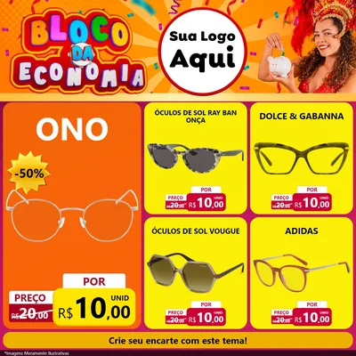 Modelo de Rede Social para Feed Facebook com o tema Bloco da Economia para Óticas
