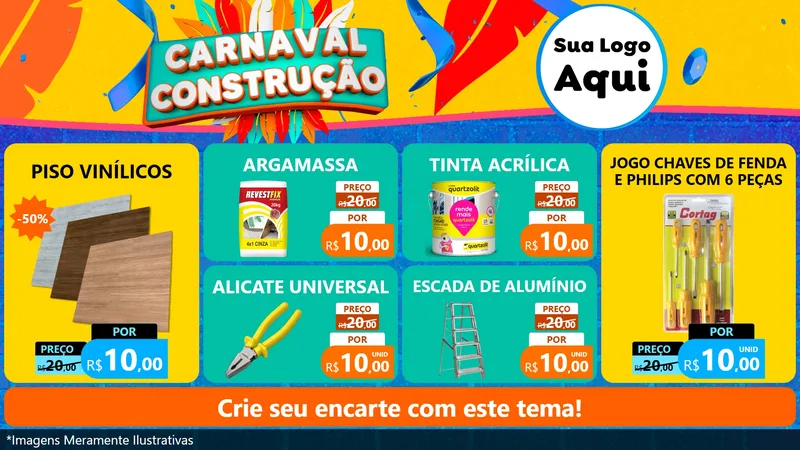 Modelo de TV para TV Horizontal com o tema Carnaval Construção para Material para Construção