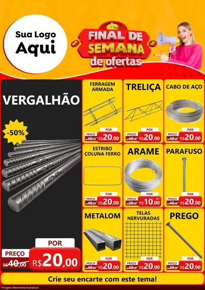 Modelo de Encarte para Encarte A4 Vertical com o tema Final de Semana de Ofertas para Ferragens