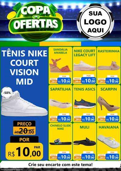 Modelo de Encarte para Encarte A4 Vertical com o tema Copa de Ofertas para Calçados