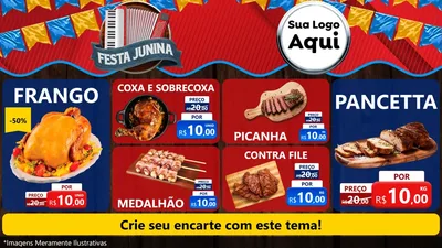 Modelo de TV para TV Horizontal com o tema Festa Junina para Assados