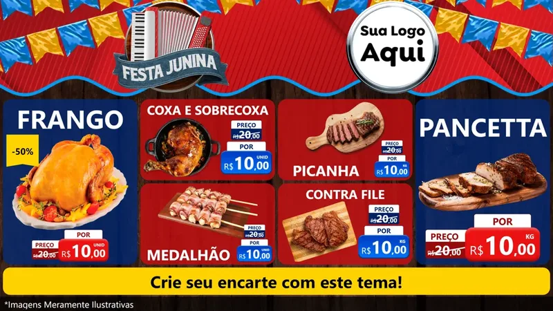 Modelo de TV para TV Horizontal com o tema Festa Junina para Assados