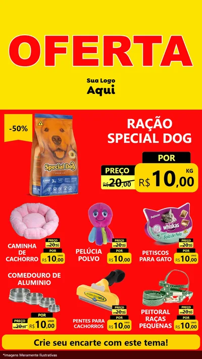 Modelo de Rede Social para Stories com o tema OFERTA - Vermelho Cartaz para Pet Shop