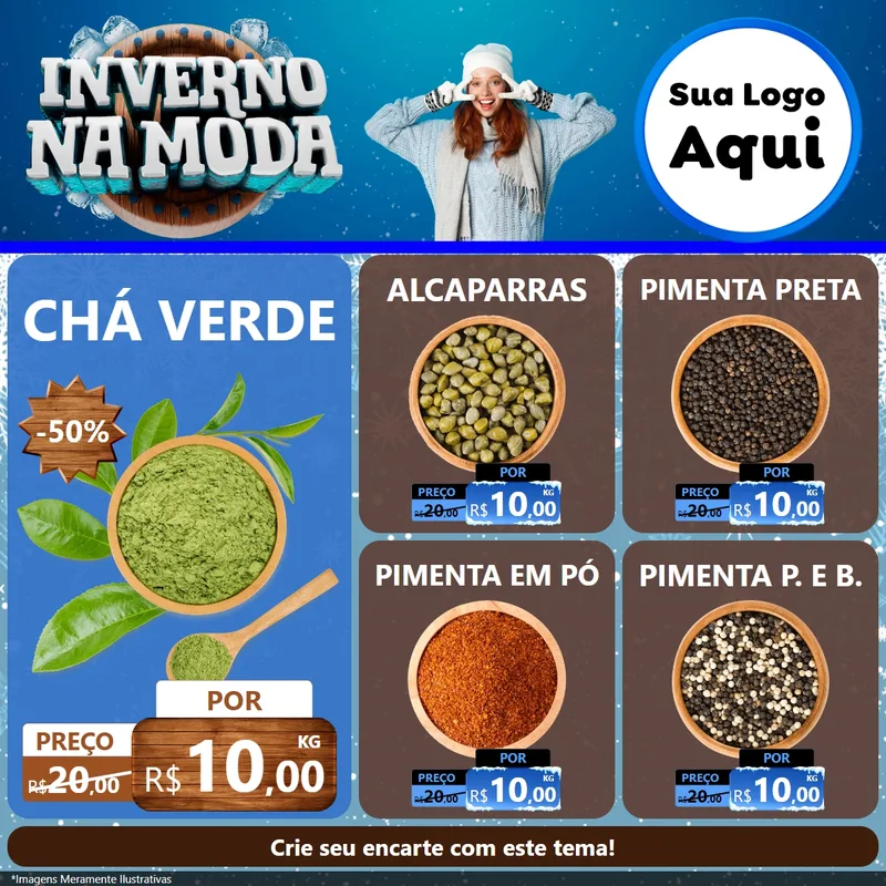 Modelo de Rede Social para Feed Facebook com o tema Inverno na Moda para Produtos Naturais