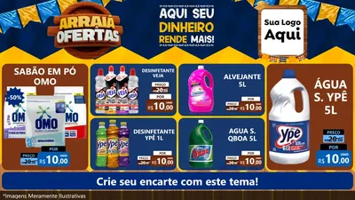 Modelo de TV para TV Horizontal com o tema Arraiá de Ofertas - Junina para Produtos de Limpeza