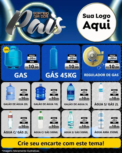 Modelo de Rede Social para Feed Instagram com o tema Sorteio Dia Dos Pais para Água e gás