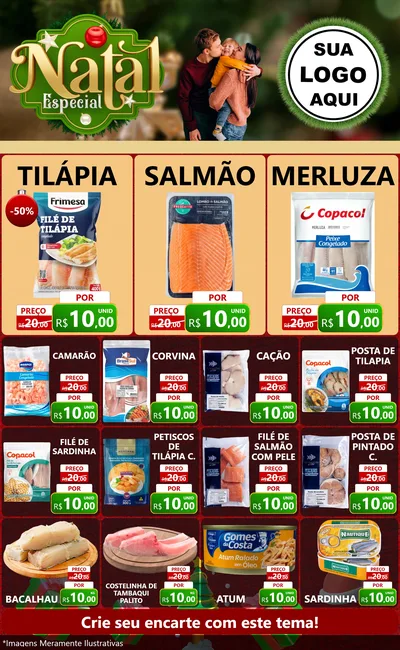 Modelo de Encarte para Encarte Grande com o tema Natal Especial para Peixaria