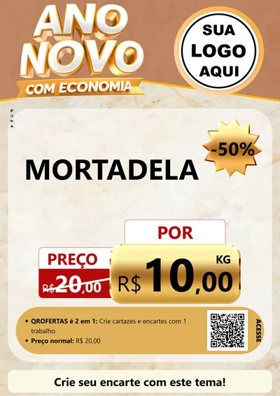 Modelo de Cartaz para Cartaz A4 Vertical com o tema Ano Novo Com Economia para Frios e Laticínios