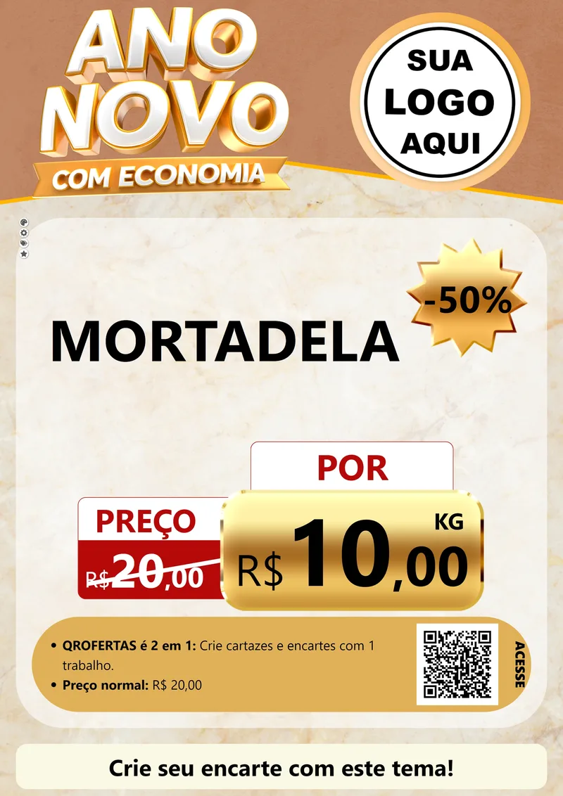 Modelo de Cartaz para Cartaz A4 Vertical com o tema Ano Novo Com Economia para Frios e Laticínios