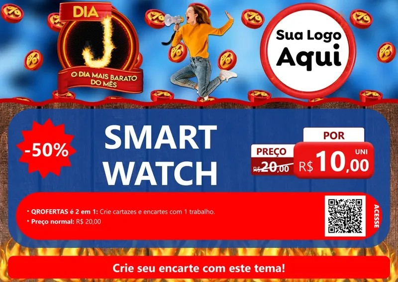 Modelo de Cartaz para Cartaz A4 Horizontal com o tema Dia J - O Dia Mais Barato Do Mês para Informática